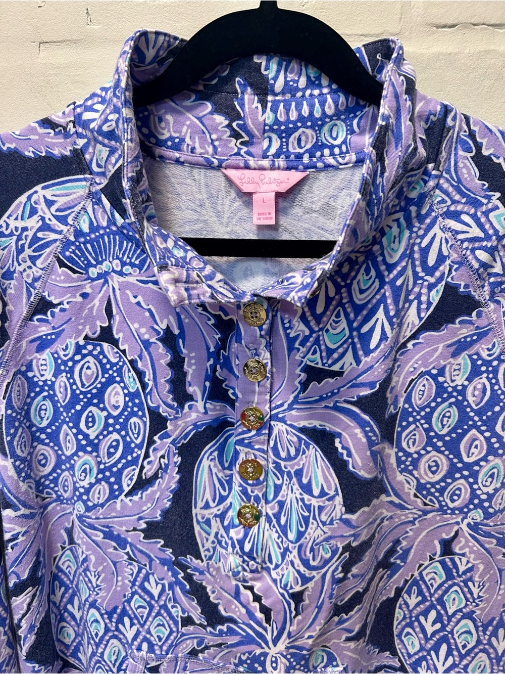 Lilly Pulitzer Coco Safari Captain Popover Long Sleeve Top L UPF 50+ Luxletic - Picture 3 of 8